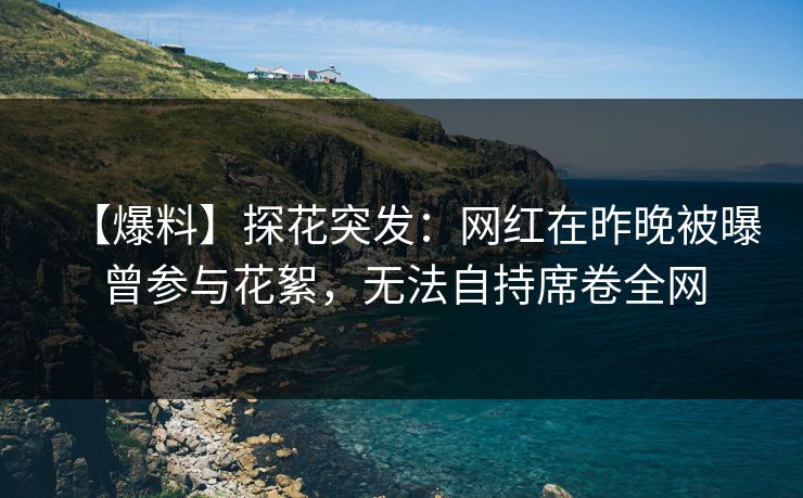 【爆料】探花突发：网红在昨晚被曝曾参与花絮，无法自持席卷全网