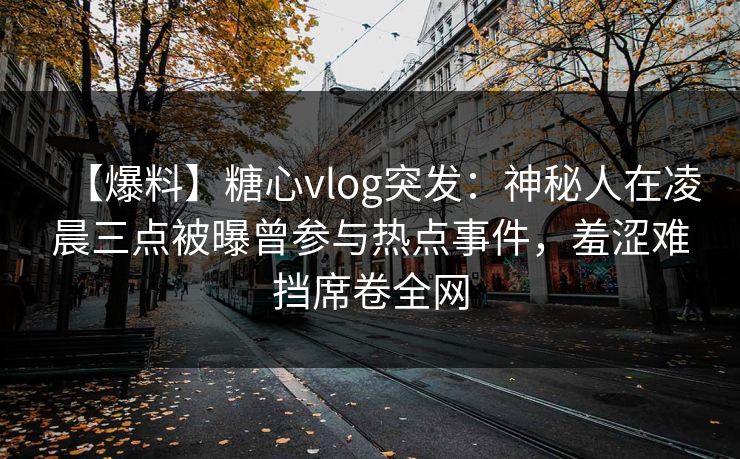 【爆料】糖心vlog突发:神秘人在凌晨三点被曝曾参与热点事件,羞涩难挡席卷全网 【爆料】糖心vlog突发:神秘人在凌晨三点被曝曾参与热点事件,羞涩难挡席卷全网