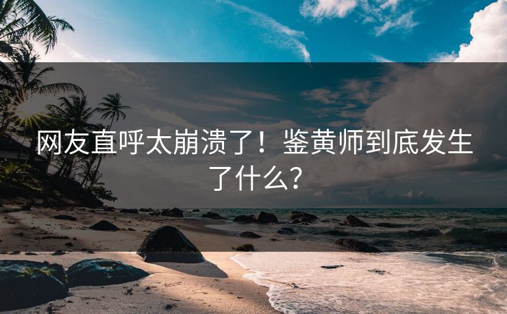 网友直呼太崩溃了！鉴黄师到底发生了什么？