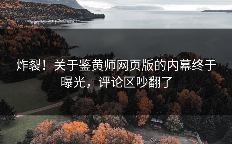 炸裂！关于鉴黄师网页版的内幕终于曝光，评论区吵翻了