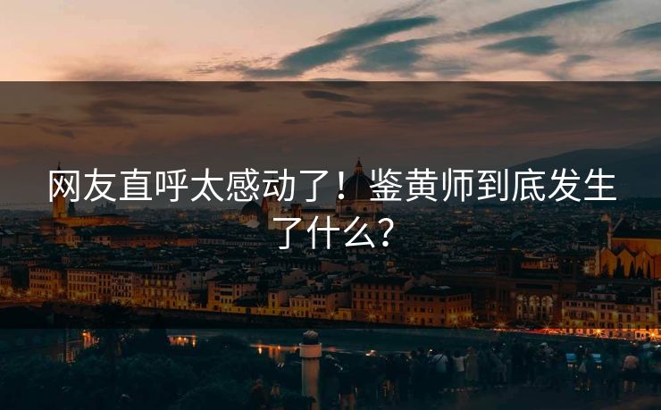 网友直呼太感动了！鉴黄师到底发生了什么？