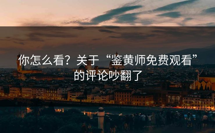 你怎么看？关于“鉴黄师免费观看”的评论吵翻了