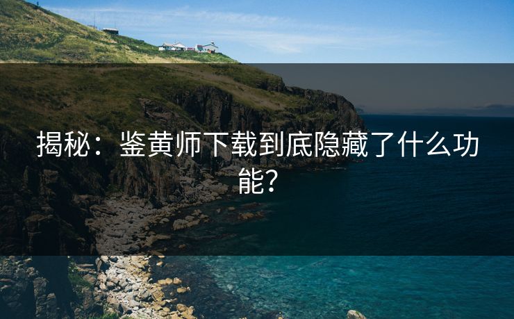 揭秘：鉴黄师下载到底隐藏了什么功能？