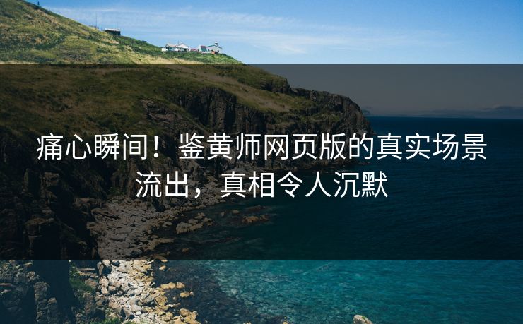 痛心瞬间！鉴黄师网页版的真实场景流出，真相令人沉默