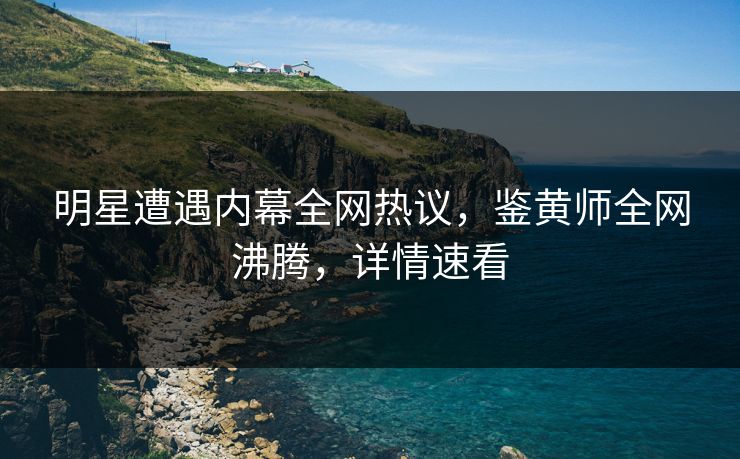 明星遭遇内幕全网热议，鉴黄师全网沸腾，详情速看