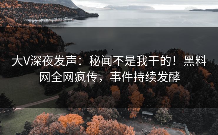 大V深夜发声：秘闻不是我干的！黑料网全网疯传，事件持续发酵