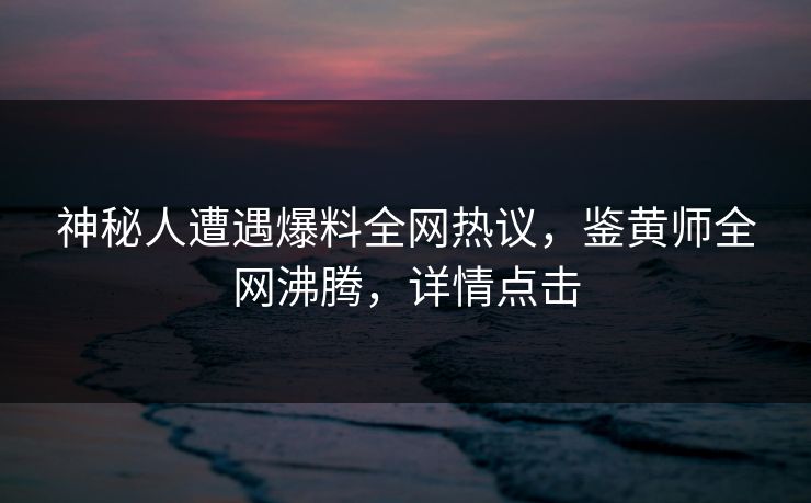 神秘人遭遇爆料全网热议，鉴黄师全网沸腾，详情点击