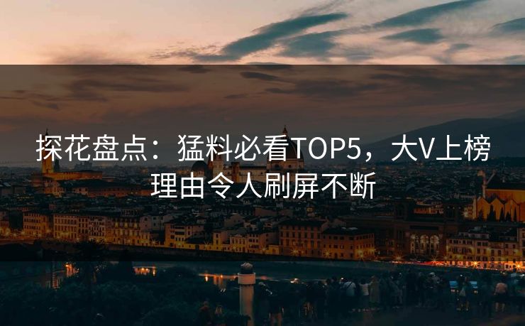 探花盘点：猛料必看TOP5，大V上榜理由令人刷屏不断