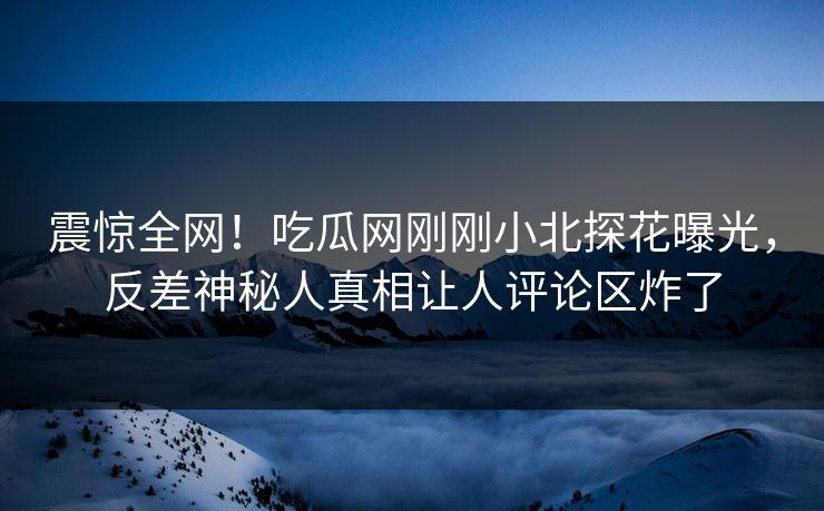 震惊全网！吃瓜网刚刚小北探花曝光，反差神秘人真相让人评论区炸了
